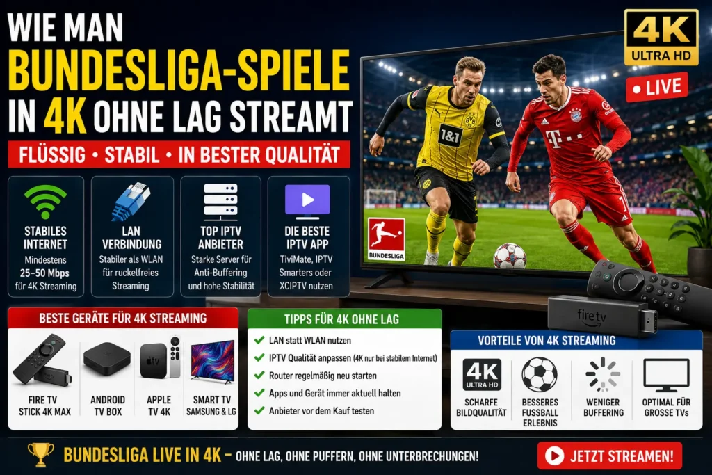 Bundesliga-Spiele in 4K ohne Lag streamt